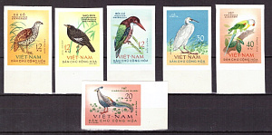 Вьетнам, Птицы, 1963, 6 марок без зубцов,45 Евро